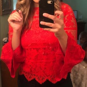 Red Lacy Top (Large)